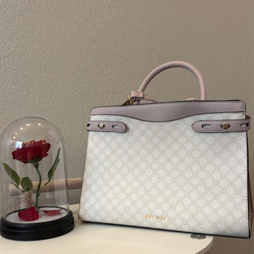 Nine West White and Pink Satchel Bag